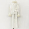 Sweater Real Fox Fur Collar Autumn Winter Clothing Women Sweater Suit Female Raccoon Fur Pullovers Trousers Set Lady