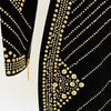 High Street Designer Stylish Women Long Sleeve Metallic Beaded Stretchy Dress