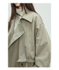 Spring Autumn Oversized Khaki Long Trench Coat for Women Double Breasted Loose Casual European Overcoat