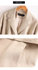 Women Split Leather Blazer With Slim Waist Belt Spring Autumn Notched Collar Loose Leather Jacket Female Coat