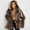 Casual Warm Plush Women's Coat Zipper Cardigan With Baton Sleeves Loose Hooded Coat Autumn Winter Commuting Wear