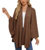 Elegant Shawl Wraps Soft Open Front Poncho Sweater Women Loose V-Neck Cape Casual Solid Color Soft Open Front Poncho Bat Shirt