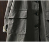 Women Vintage Hooded Button Parkas Plus Cotton Winter Coats Solid Color Patchwork Pockets Warm Long Parkas