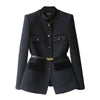 Women Patchwork Blazer Coat Autumn Long Sleeve Casual Single-breasted Suit Coat Elegant Office Waist Ladies Tops