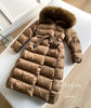 Winter Women 90% White Duck Down Jackets Ultra Light Warm Long Parkas Real Fox Fur Collar Female Hooded Snow Coats