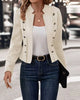 Womens Faux Suede Jacket Open Front Jacket Coat Double-Breasted Buttons Casual Outerwear