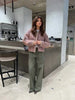 Women Round Neck Tweed Jacket Fringe Trim Long Sleeve Open Front Cropped Texture Outerwear Lady Elegant Daily Street Coat