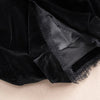 Women's Black Velvet Blazer Jacket with Gold Accents & Lace Trim Spring Autumn Cropped Suit Top Outerwear w1532