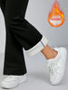 1 Pair of Women's Black Wool Lined Bell Bottom Pants - Winter Thick Pants with Plush Lining, Warm Tight Pants with Plush Lining