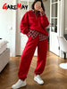 Autumn Women's Tracksuit with Zipper Cotton Oversize White Casual Two Piece Set Women Classic Sports Trouser Suits for Women