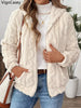 Women Autumn White Zipper Jacket White Long Sleeve Thick Plush Warm Coat Loose Winter Soft Lady Short Hooded Coat