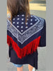 Women's Printed Tassels Blazer Loose Lapel Single Breasted Full Sleeve Female Suit Jackets Autumn Commute Outwear