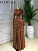 Women O-neck Long Sleeve Big Swing Pleated Maxi Dress Fall Winter Evening Sexy Party Vacation Long Dresses Vestidos