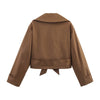 women's British wind trench coat style double-breasted long sleeve belt lapel jacket short coat