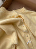 Women's Sweater Gentle Style Long Sleeve Pearl Button Top Spring Autumn O-Neck Sweet Bow Yellow Knitted Cardigan Coat