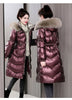 Winter Large Fur Collar Belt Thicken Down-cotton Jacket Women's Mid-length Coats Warm Slim Puffer Jacket Windbreaker Jacket