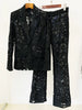 High Street Designer Runway Suit Set Women's Single Button Guipure Lace Sequined Blazer Pants Suit