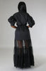 Women Puff Half Sleeve Cascading Ruffles Mesh Patchwork Shirt Style Maxi Dress Autumn Street Long Dresses Vestidos