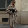 Casual Stand Collar Lace Up Trench Coat Women Chic Full Sleeve Single Breasted Windbreaker Lady Commute Daily Outwear