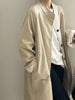 Stand Neck Long Trench Coat Women Spring Casual Turn-down Collar Single-breasted Trench Coat
