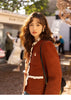 Wool Coat for Women Winter Korean Retro Lace Splicing Lamb Wool Button Pockets Thickened Warm Female Coat MXB43W0720
