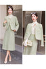 Elegant Tweed Two Piece Set for women Tassel Long Sleeve Jacket Coat + High Waist Skirt Sets Office Lady Suit