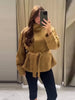 Elegant Suede Belt Women's Jacket Loose Full Sleeve Stand Collar Single Breasted Lace Up Jacket Female Autumn Coat