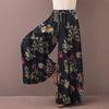 Women Floral Print Wide Leg Pants Spring Autumn Drawstring Bohemia Trousers Ladies Casual Loose Elastic Waist Pantalon