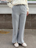 Thick Warm Straight Pants For Women Office Brown Wide Leg Trousers High Waist Women's Loose Pants For Ladies Spring