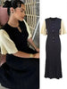 Elegant Knit Dress For Women White Slim O-neck Single Breasted Short Sleeve Long Dresses Female Spring Lady Robe T88X