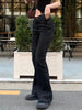 Fdey Stripe Slim Vintage Chic Jeans Zipper Pockets Low Waisted Button 90s Pants Streetwear All-match For Women