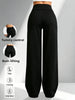 Women's High-Waisted Wide-Leg Workout Pants, Black Classic Yoga Pants, Straight-Leg Jogging Pants, for Fitness and Daily Casual