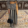 Vertical Stripe Two Piece Outfit Stand Collar Zip Up Jacket Elastic Waist Wide Leg Pants Loose Women Casual High Street Set