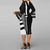 Plus Size Midi Dress for Women Elegant Print Party Dress Long Sleeve Dress