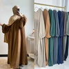 Dubai Corduroy Abaya for Muslim Women Eid Ramadan Modest Dress Loose Large Elegant Gown Islam Clothing Turkey Solid Robe