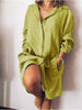 Autumn Elegant Cotton and Hemp Women's Dress Elegant Commuting Style Flip Collar Single Breasted Elegant Dress