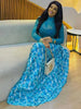A Line Maxi Dress for Women Autumn Light Blue Long Sleeve Dress Slim Waist Mid-turtleneck Chic Elegant Evening Dresses Ladies
