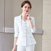 Spring Autumn Women Blazer Jacket And Pant Suit White Red Black Blazer Trousers 2 Piece Set Ladies Office Work Suit