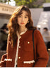 Wool Coat for Women Winter Korean Retro Lace Splicing Lamb Wool Button Pockets Thickened Warm Female Coat MXB43W0720