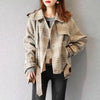 Wool Short Coats Women Jackets Blends Turn Down Collar Coat Plaid Print Y2k Streetwear Jacket Work Outerwear Autumn Winter