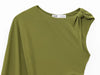Mujer Green Draped Long Dress Women Asymmetric Cut out Midi Dress Woman Sexy Evening Dresses for Women One Sleeve Night Dresses
