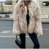 Faux Fur Coat Women Loose Lapel Full Sleeve Fluffy Short Overcoat Autumn Winter Street Lady Furry Warm Overcoat