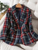 Thick Winter Blazer Women Ladies Red Blue Plaid Coat Female Slim Casual Single Breasted Jacket