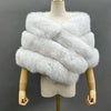 Janefur Real Fox Fur Shawl Poncho Women Elegant Wedding Bridal Formal Party Warm Winter Natural Fur Cape Coat