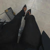 Black Sexy Leggings Women's Pants Solid Commute Wrap Skinny Autumn High Waist Trousers Patchwork Female Pants