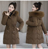 Winter Down Cotton Jacket Women Korean Cotton-Padded Thicken Warm Mid Long Hooded Parkas Slim Coat Female Casual Ladies Tops