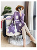 Sanzhai Pleated Ladies Windbreaker Coat Spring Autumn Single Breasted Stand Neck Printed Jacket Women Thin Long Outwear 4XL