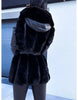 Women's Warm Faux Fur Coat with Belt, Thick Long Coat, Hooded Zipper, Autumn, Winter, Fur Coat Women