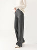 Women Wool Wide Leg Trousers Elastic Waist Side Slit Woman Wool Pants Autumn Winter 100% Merino Wool Knitted Soft Warm Trousers