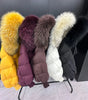 Janveny2026 Winter Large Real Fur Hooded Puffer Jacket Women Thicken Warm Knitted Sleeve Coat White Duck Down Mid Long Parka